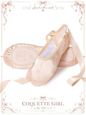 Satin Ballet Slippers Split Sole Dance Shoes